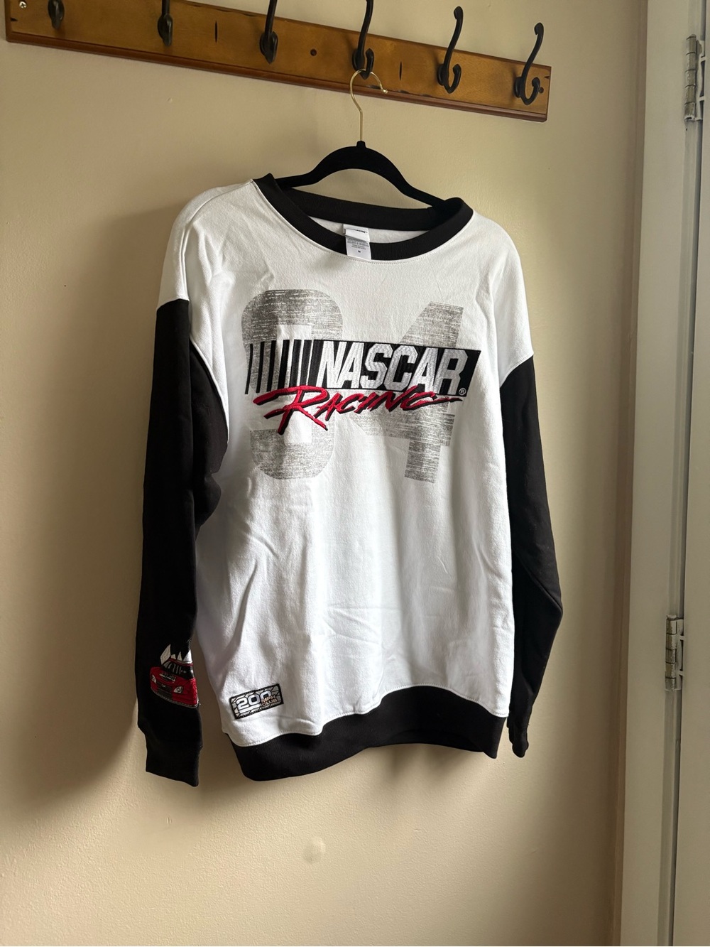 Nascar Black White Crewneck with Red Accent
